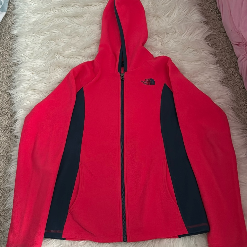 The North Face fleece girls hooded jacket size large